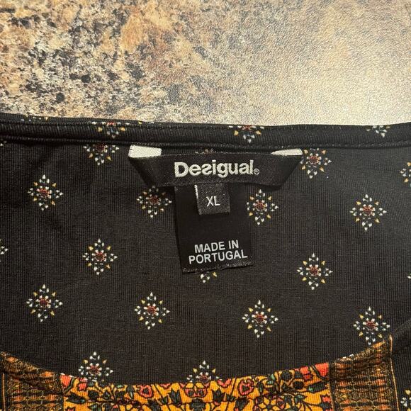 Desigual Dress Camille Boho Cottage Dark Academia Artsy Drop Waist Black Size XL - Picture 3 of 6